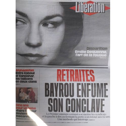 Émilie Dequenne . Cinéma  . Disparition .  Libération  Journal. . Ed Du 18.03.25