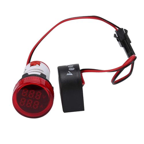 Mini voltmètre numérique ampèremètre 22mm rond AC 50-500V 0-100A amp Volt testeur de tension Compteur double LED
