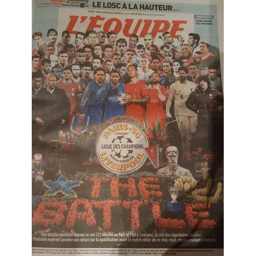 L'equipe 5 Mars 2025 «The Battle»1/8eme Finale Champions League Psg Liverpool