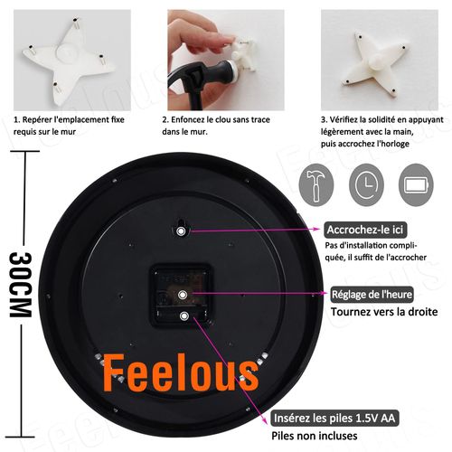 Horloge Murale Apprendre à lire l'heure Roue chromatique 30cm Décoration Artistique pour Cheminée, Maison, Chambre et Bur