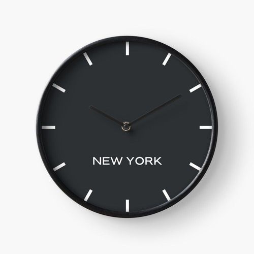 Horloge Murale Mur du monde du fuseau horaire de New York-Phantom Black 30cm Décoration Artistique pour Cheminée, Maison, Chambre et Bure