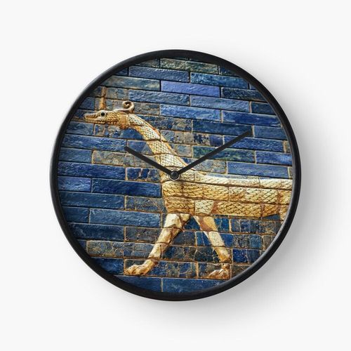 Horloge Murale Ancien dragon carrelé de la porte babylonienne d'Ishtar 30cm Décoration Artistique pour Cheminée, Maison, Chambre et Bur