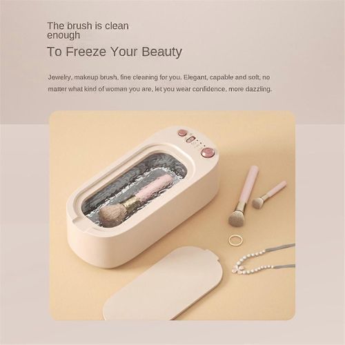 Machine de nettoyage de bijoux à ultrasons, nettoyeur de bijoux sonique professionnel avec 3 modes de minuterie pour lunettes, bijoux rose