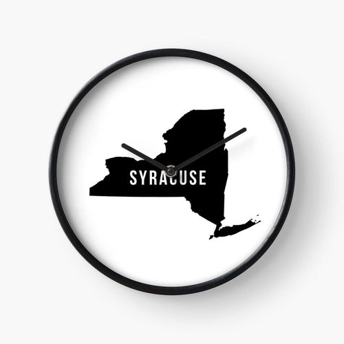 Horloge Murale Syracuse, État de New York Silhouette 30cm Décoration Artistique pour Cheminée, Maison, Chambre et Bur