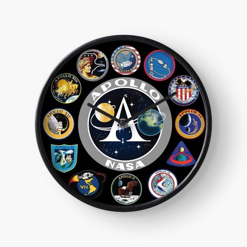 Horloge Murale Insigne de patch des missions Apollo - Programme NASA 30cm Décoration Artistique pour Cheminée, Maison, Chambre et Bure