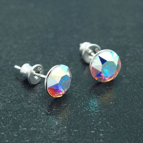 Boucles D' Oreilles Cristal Aurore Boréale Argent Massif 925°°°