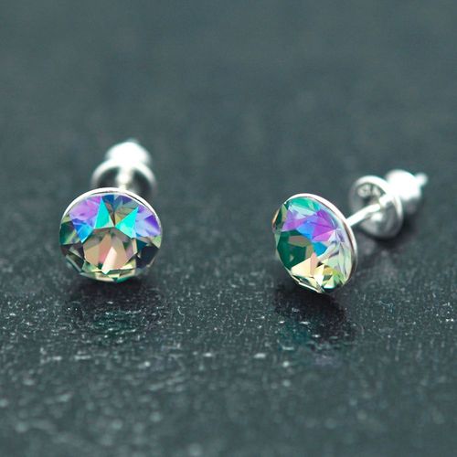 Boucles D' Oreilles Cristal Reflet Violet Argent Massif 925°°°