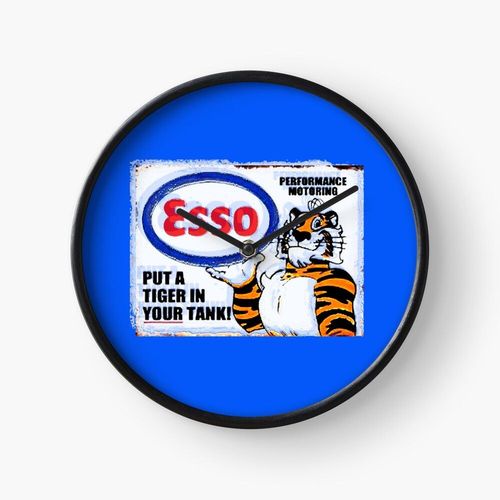 Horloge Murale Esso - Mettez un tigre dans votre réservoir ! 30cm Décoration Artistique pour Cheminée, Maison, Chambre et Bu