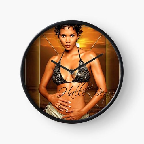 Horloge Murale Affiche Halle Berry 30cm Décoration Artistique pour Cheminée, Maison, Chambre et Bure