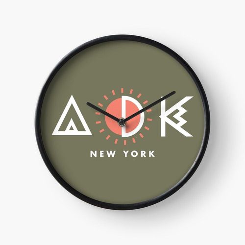 Horloge Murale Adirondacks New York Conception géométrique 30cm Décoration Artistique pour Cheminée, Maison, Chambre et Bu