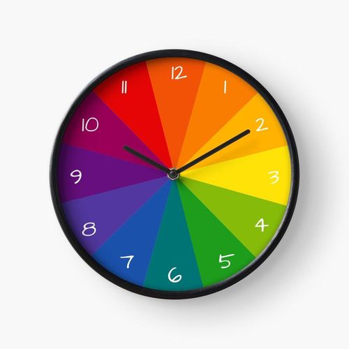 Horloge Murale Roue de couleurs vives 30cm Décoration Artistique pour Cheminée, Maison, Chambre et Bure