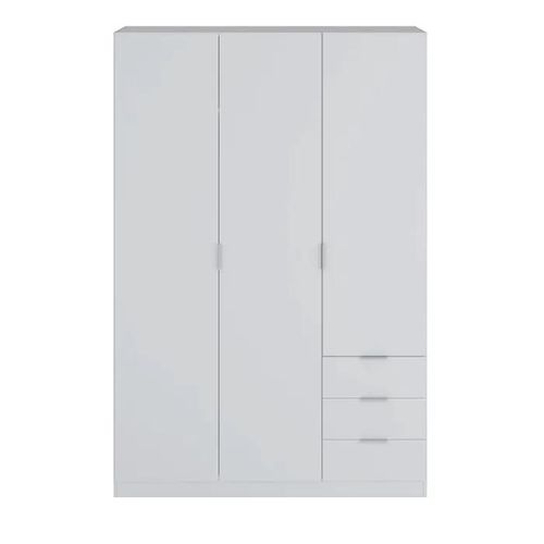 Armoire Avec 3 Portes Et 3 Tiroirs Coloris Blanc En Mélamine - Dim: 180 X 121 X 52 Cm
