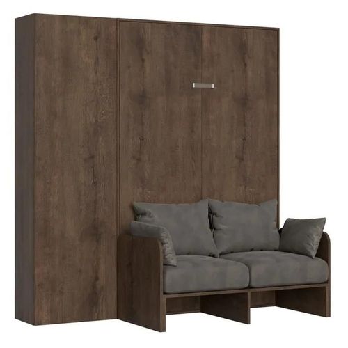 Armoire Lit Escamotable Vertical 120 Kentaro Sofa Avec Colonne Noyer