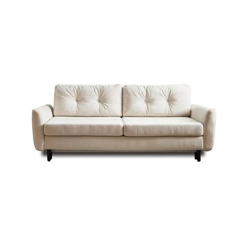 Canapé Droit Convertible 3 Places Nils En Velours Beige