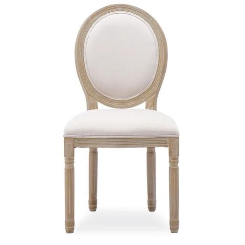 Lot De 6 Chaises Médaillon Louis Xvi Tissu Beige
