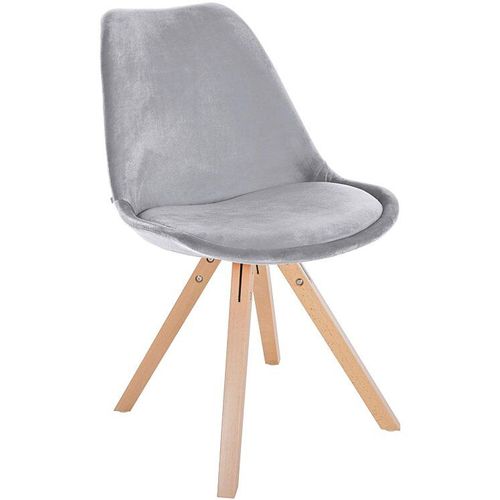 Chaise De Salle À Manger Sofia En Velours Avec Pieds En Bois Gris Clair/Nature (Carré)