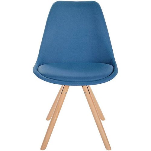 Chaise De Salle À Manger Sofia En Tissu Avec Pieds En Bois Bleu/Nature (Rond)
