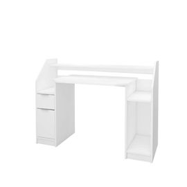 Table D'ordinateur Bureau De Travail Pc Tiroir Porte Espace De Rangement Blanc Ml-Design