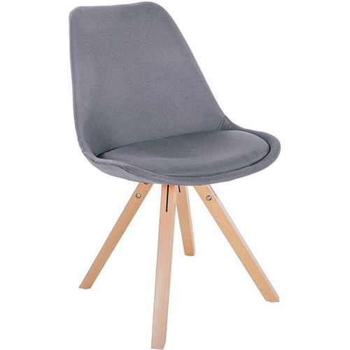 Chaise De Salle À Manger Sofia En Tissu Avec Pieds En Bois Gris Clair/Nature (Carré)