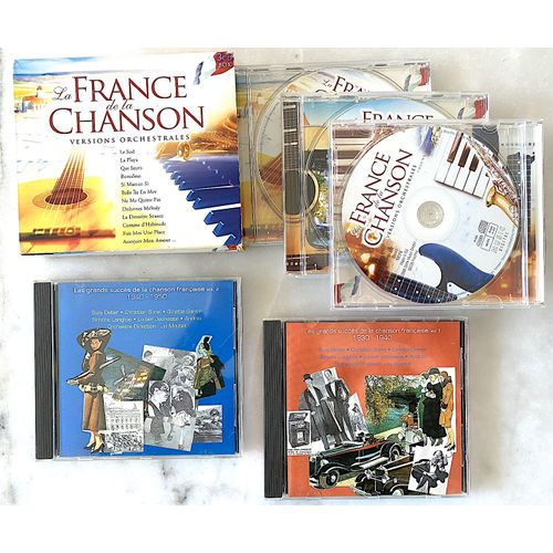 Chansons Françaises, Lot De 5 Cd ( 2 + 3 ) Les Grands Succès De La Chanson Française Vol.1. 1980 - 1940. Et Vol.2. 1940 - 1950.  + Coffret De 3 Cd : France Chanson Versions Orchestrales