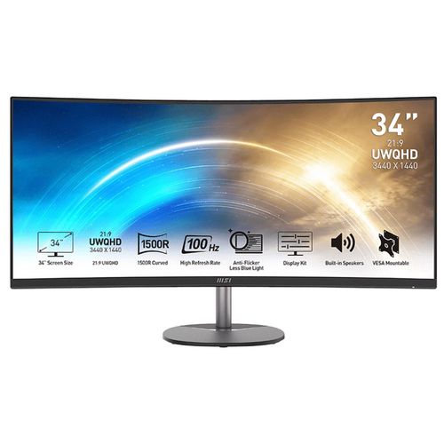 MSI Pro MP341CQ écran plat de PC 86,4 cm (34") 3440 x 1440 pixels UltraWide Quad HD Noir