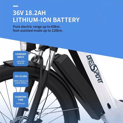 Vélo Électrique Onesport Ot05 27,5 Pouces, 40 Nm, Batterie Amovible 36 V/18,2 A, Vélo Électrique De Ville Avec Bluetooth, Moteur 250 W?Avec Écran Lcd Et Connexion Bluetooth