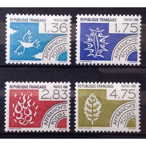 Série Préoblitérés 4 Eléments - Impeccables N° 198 199 200 201 Neufs** Luxe (= Sans Trace De Charnière) - Cote 7,00 - France Année 1988 - N25712