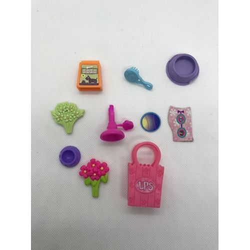 Lot 10 Pièces Détachées De Remplacement Littlest Pet Shop Lps Vrac Fleurs Écuelle Sac Peigne Toiletteur Croquettes 