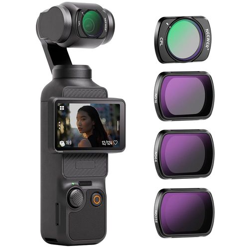 NEEWER Kit de filtres HD CPL ND16 ND64 ND256 Compatible avec DJI OSMO Pocket 3 Creator Combo Accessoires Caméra d'action magnétique Filtre polarisant à densité neutre Verre optique Cadre en aluminium