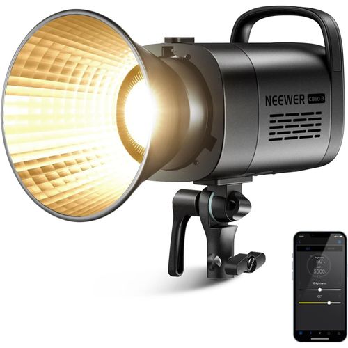 NEEWER CB60B 70W COB Video Light avec 2.4G/Application Contrôle à Distance, Bicolore Éclairage Continu LED, Monture Bowens Lumière Photo Studio