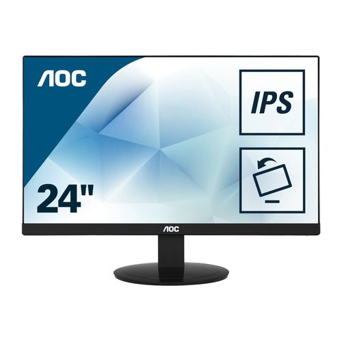 AOC Value I2480SX - Écran LED - 23.8" - 1920 x 1080 @ 60 Hz - IPS - 250 cd/m² - 1000:1 - 5 ms - DVI, VGA - noir texturé
