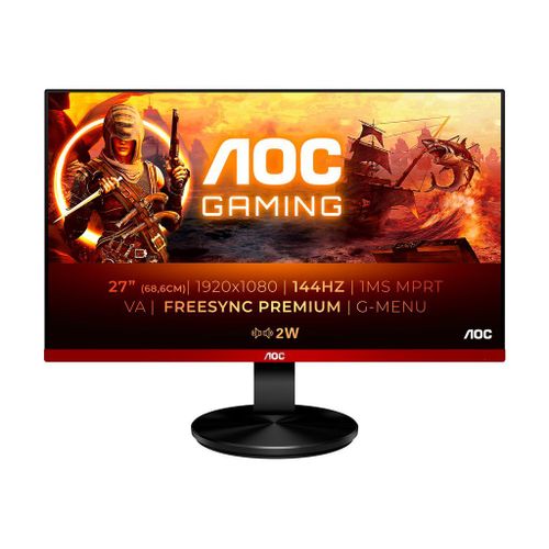 AOC Gaming G2790VXA - Écran LED - jeux - 27" - 1920 x 1080 Full HD (1080p) @ 144 Hz - VA - 350 cd/m² - 3000:1 - 1 ms - HDMI, DisplayPort - haut-parleurs - noir, rouge