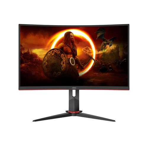 AOC Gaming C27G2U/BK - Écran LED - jeux - incurvé - 27" - 1920 x 1080 Full HD (1080p) @ 165 Hz - VA - 250 cd/m² - 4000:1 - 1 ms - 2xHDMI, VGA, DisplayPort - haut-parleurs - noir, rouge