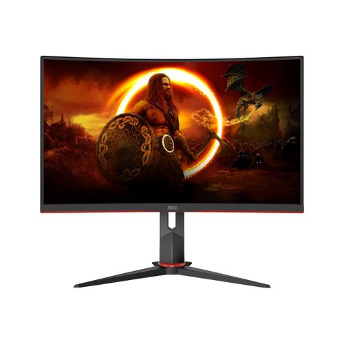 AOC Gaming C24G2U/BK - G2 Series - écran LED - jeux - incurvé - 23.6" - 1920 x 1080 Full HD (1080p) @ 165 Hz - VA - 250 cd/m² - 3000:1 - 2xHDMI, VGA, DisplayPort - haut-parleurs - noir, rouge