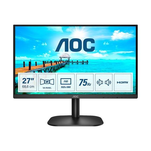 AOC 27B2AM - Écran LED - 27" - 1920 x 1080 Full HD (1080p) @ 75 Hz - VA - 250 cd/m² - 4000:1 - 4 ms - HDMI, VGA - noir