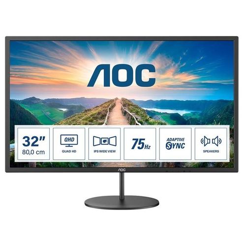 AOC Q32V4 - Écran LED - 32" (31.5" visualisable) - 2560 x 1440 QHD @ 75 Hz - IPS - 250 cd/m² - 1200:1 - 4 ms - HDMI, DisplayPort - haut-parleurs - noir