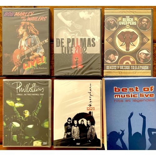 Coffret Dvd Collector De 5 Live De Légende   -   Bob Marley And The Wailers  -   The Black Evedpeas Behind   -   De Palmas   -   Phil Collins     -   Kyo