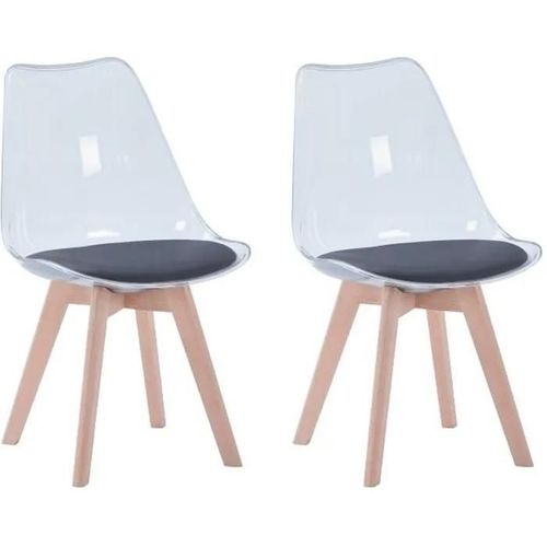 Egoonm Lot De 2 Chaises Transparentes, Chaises De Salle À Manger Coussin En Pu Design Scandinave(Noir)