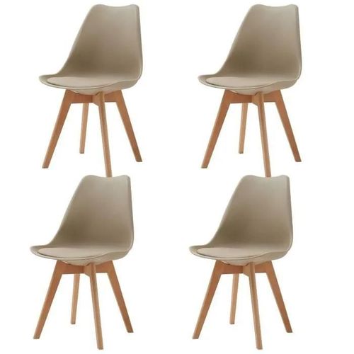 Lot De 4 Chaises De Salle A Manger - Coussin De Siège En Cuir-L 49x P 42xh 83(Kaki)