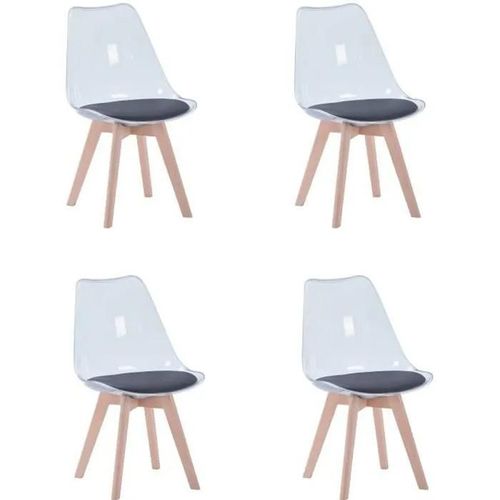 Egoonm Lot De 4 Chaises Transparentes, Chaises De Salle À Manger Coussin En Pu Design Scandinave(Noir)