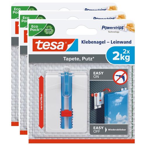 tesa Lot de 3 Packs 2 Clous Adh¿sifPowerstrips 2Kg pour papier peint et pl¿tre