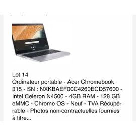 Acer Chromebook 315 - 15.6" Intel Celeron - Ram 4 Go - DD 128 Go