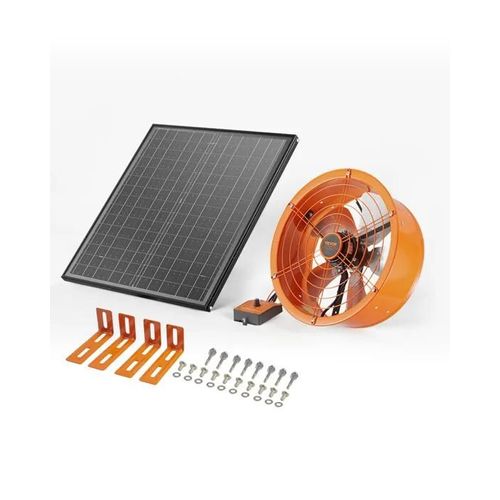 Ventilateur d'Extraction Solaire de Grenier-VEVOR-400x150 mm-avec Thermostat Réglable-Capacité Flux d'Air 1300 CFM