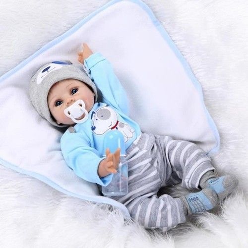 Poursuivre Bleu Yeux Bebe Reborn Silicone Reborn Bébé Poupées Jouets Éducatifs Pour Enfants Filles Garçons Silicone Bébés Reborn Pou Mkk31