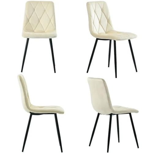 Chaises De Salle À Manger (4 Pcs), Beige, Ensemble De 4 Chaises Design Rembourrées, Chaises De Salle À Manger En Velours