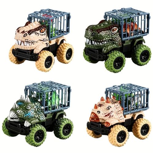 Jouets De Camion De Dinosaure À Retirer, Jouets De Camion De Transport De Voiture Avec Figurines De Dino Pour Garçons Et Tout-Petits, Jeux De Dinosaures T-Rex, Camion Monstre--Set-4pcs