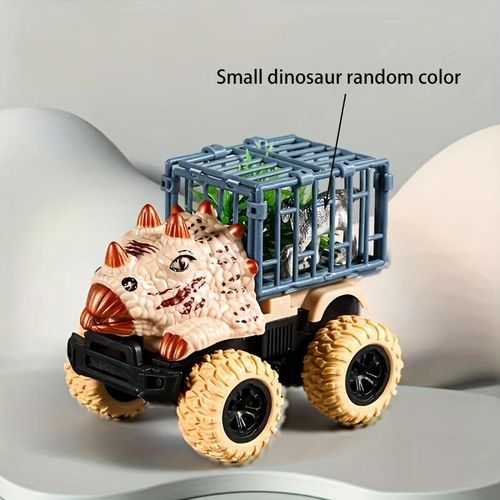 Jouets De Camion De Dinosaure À Retirer, Jouets De Camion De Transport De Voiture Avec Figurines De Dino Pour Garçons Et Tout-Petits, Jeux De Dinosaures T-Rex, Camion Monstre--Beige Triceratops