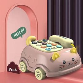 Jouets De Téléphone Musical 3 En 1 Pour Bébé, Jouet D'apprentissage Interactif Pour Tout-Petits Avec Lumières, Histoire Téléphonique Pour Chat, Éducation Précoce, Cadeau Montessori--Pink