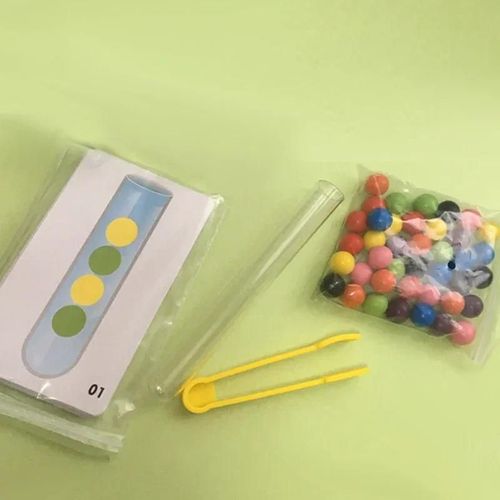 Jouet En Bois De Perles À Clip Pour Enfants, Bol De Tri, Activités D'apprentissage Pour Tout-Petits, Éducatif Préscolaire, Jouet De Motricité Fine Montessori--Test Tube Simple Set