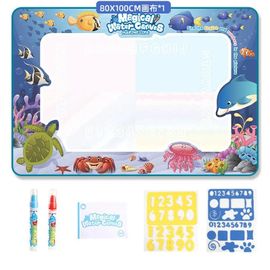 Tapis De Gribouillage À L'eau 100x80cm, Tapis De Gribouillage Magique, Tapis De Coloriage, Planche À Dessin, Jouets Éducatifs Pour Garçons Et Filles De 2 À 7 Ans--Yj23503-Sea World